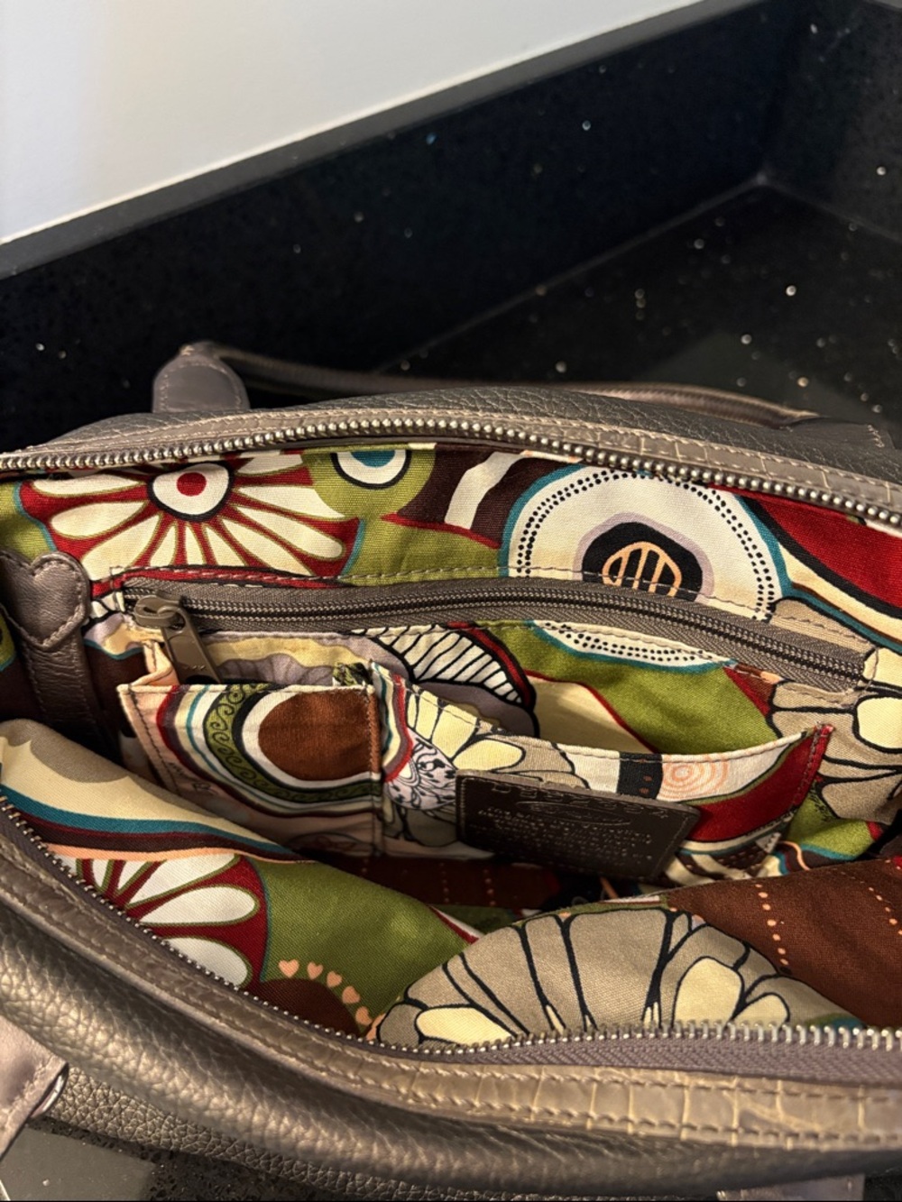 *Brighton Pebbled Leather Double Handles Satchel Handbag Metallic Bronze Hobo - Picture 14 of 17